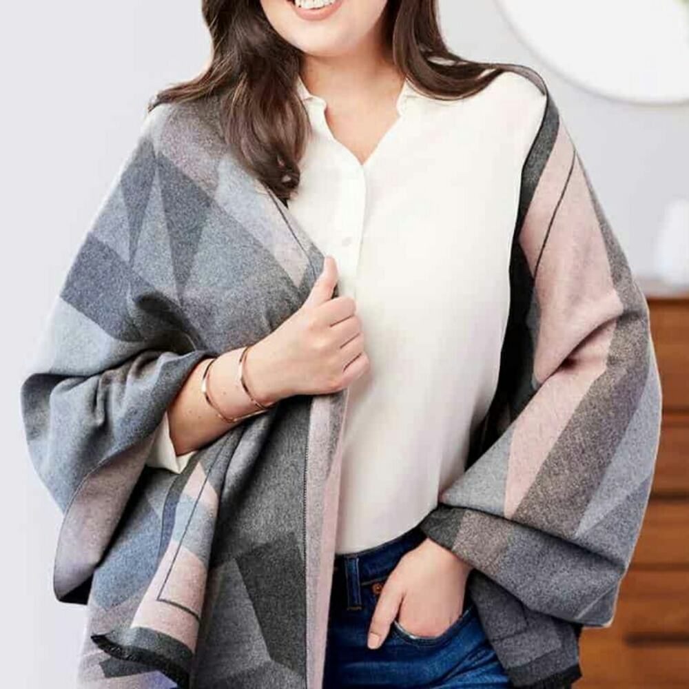 Soia & Kyo Larisa Scarf Wrap Shawl in Rose and Charcoal Gray - NWT